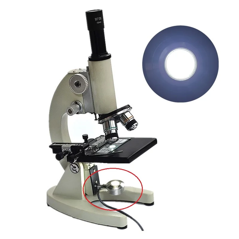 USB LED Lighting Biological Microscope Bottom Light Source Brightness Adjustable All- metal Supplement Illuminated Touch Switch