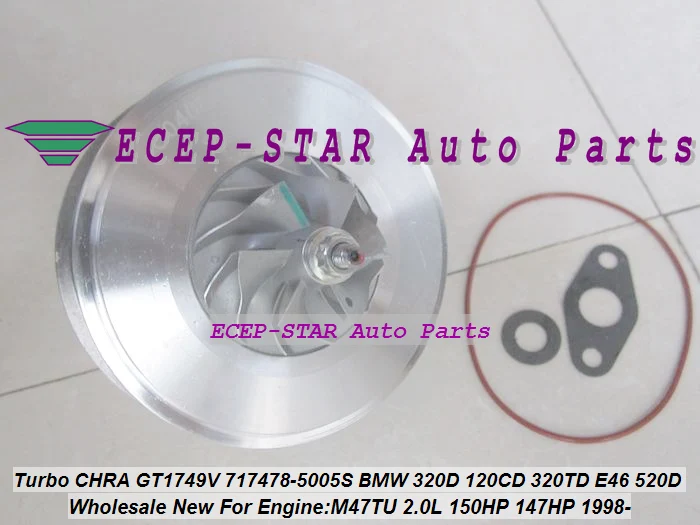 

Turbo CHRA Cartridge Turbocharger Core GT1749V 717478-5006S 717478 For BMW 120D 320D 320CD 320TD E46 520D M47TU 2.0L 1998- 150HP
