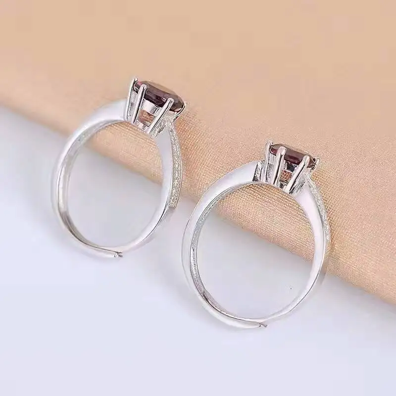 Promotion fashion garnet gemstone ring 6mm natural wine red garnet stone silver ring solid 925 sterling silver garnet jewelr