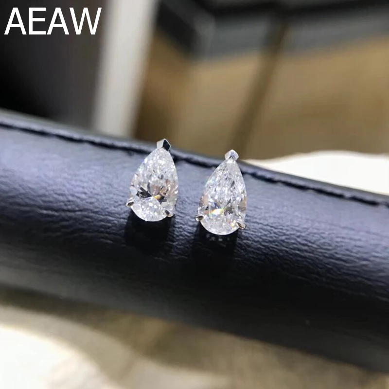 Серьги груши Moissanite 4x6 мм 0 8ctw с эффектом пуш ап из белого золота или серебра 18