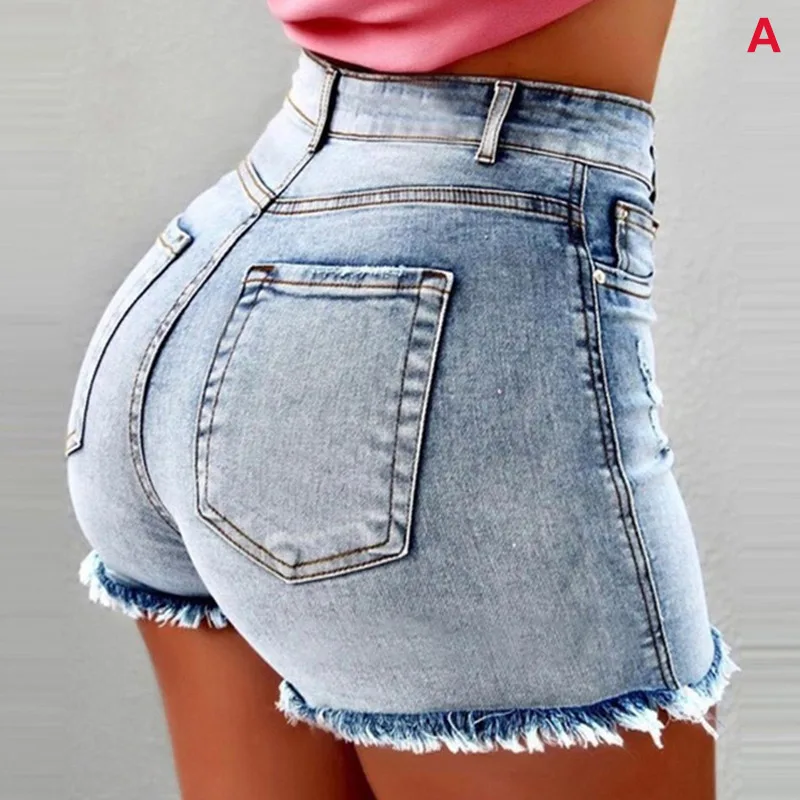 Женские короткие джинсы с высокой талией и кисточками, летние шорты с дырками NFE99
