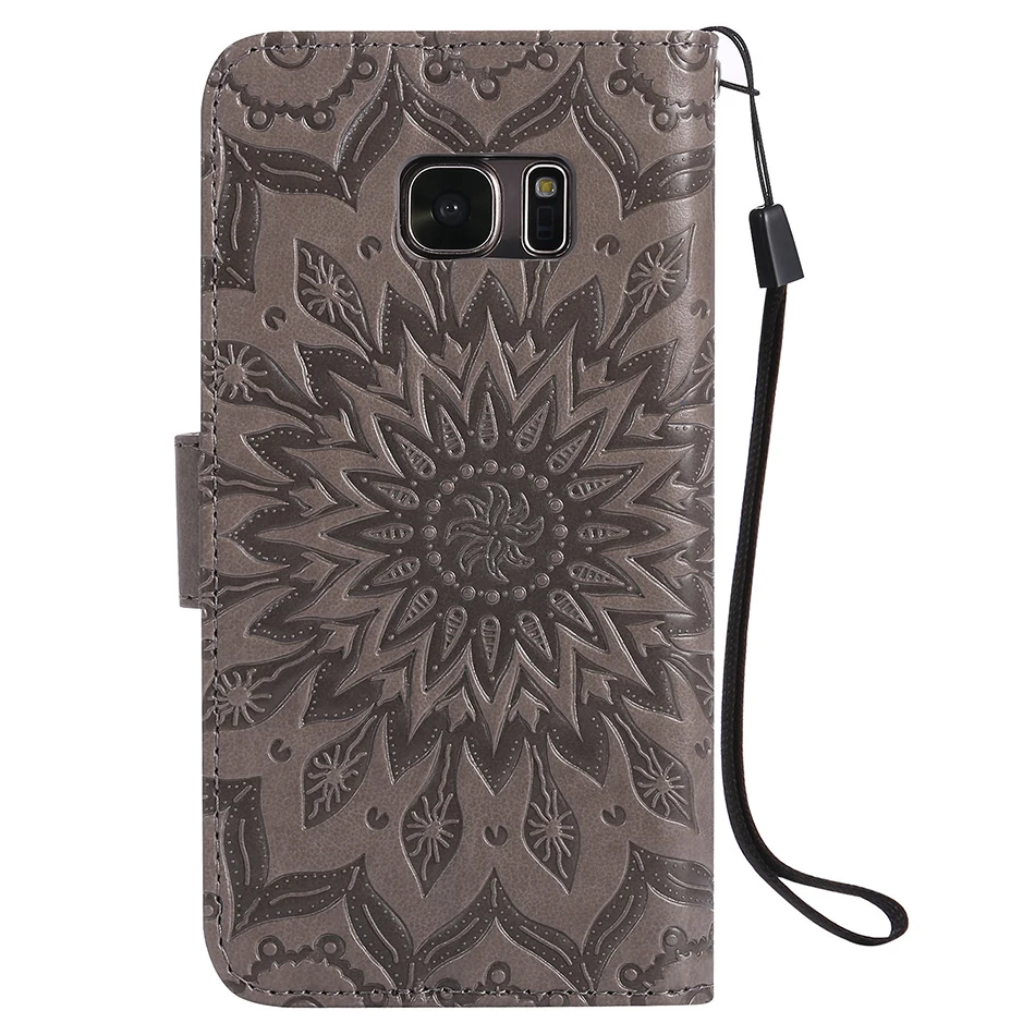 for A5 A3 J1 J3 J5 2016 2017 Prime Case Luxury Flip Wallet Sun flower Phone Back Cover for Samsung Galaxy S6 S7 edge Plus Coque (4)