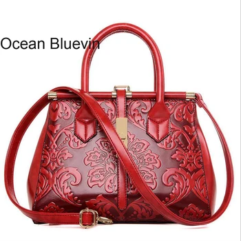 

OCEAN BLUEVIN New Fashion Tide Handbag Ethnic Style Embossed Bride Bag Shoulder Bag Messenger Bag