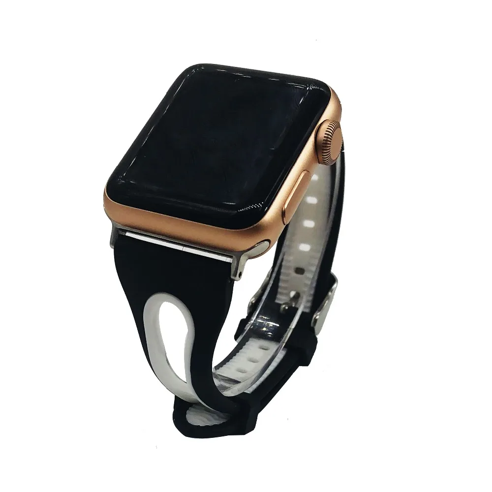 

Watch accessories high quality top luxury brand silicone band two-color sports wrist watch strap for Apple Watches Iwatch 2 3 4