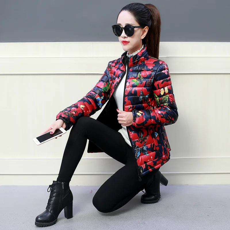 Fashion Print Winter Jacket Womens Down Jacket Plus Size 2019 New Collection Padded Down Parka Female Jacket Winter Woman Coat