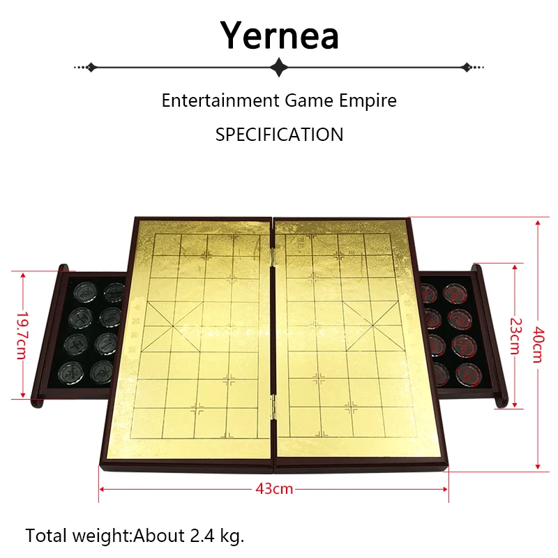 Деревянная китайская шахматная игра Yernea складная доска хрустальные части