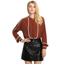2017 Autumn New Arrivals Stand Color Long Sleeve Female Breathable Casual Shirt Women’s Elegant Soft Comfortable Cotton Blouses