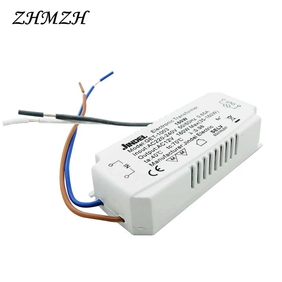 JINDELI AC220V к AC12V электронный трансформатор 60 Вт 105 Вт 120 Вт 160 Вт для G4 кристаллическая галогенная лампа шарик CE Трансформаторы освещения