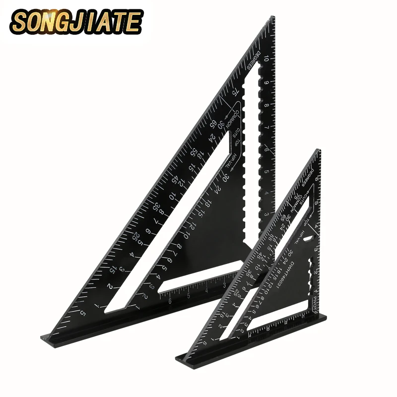 

SONGJIATE Triangular Measuring Ruler 7 Inch /12 Inch Aluminum Alloy Angle Ruler 90 degrees Speed Square