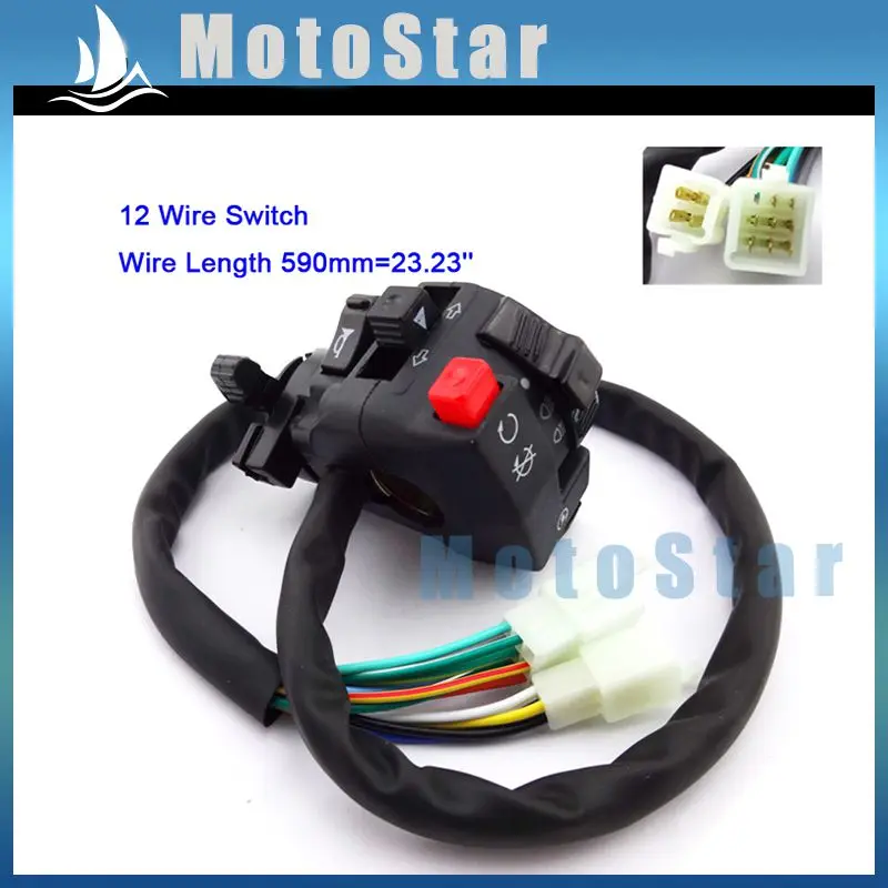 ATV Handle Control Switch Assembly With Choke Lever 12 Wire 5 Function