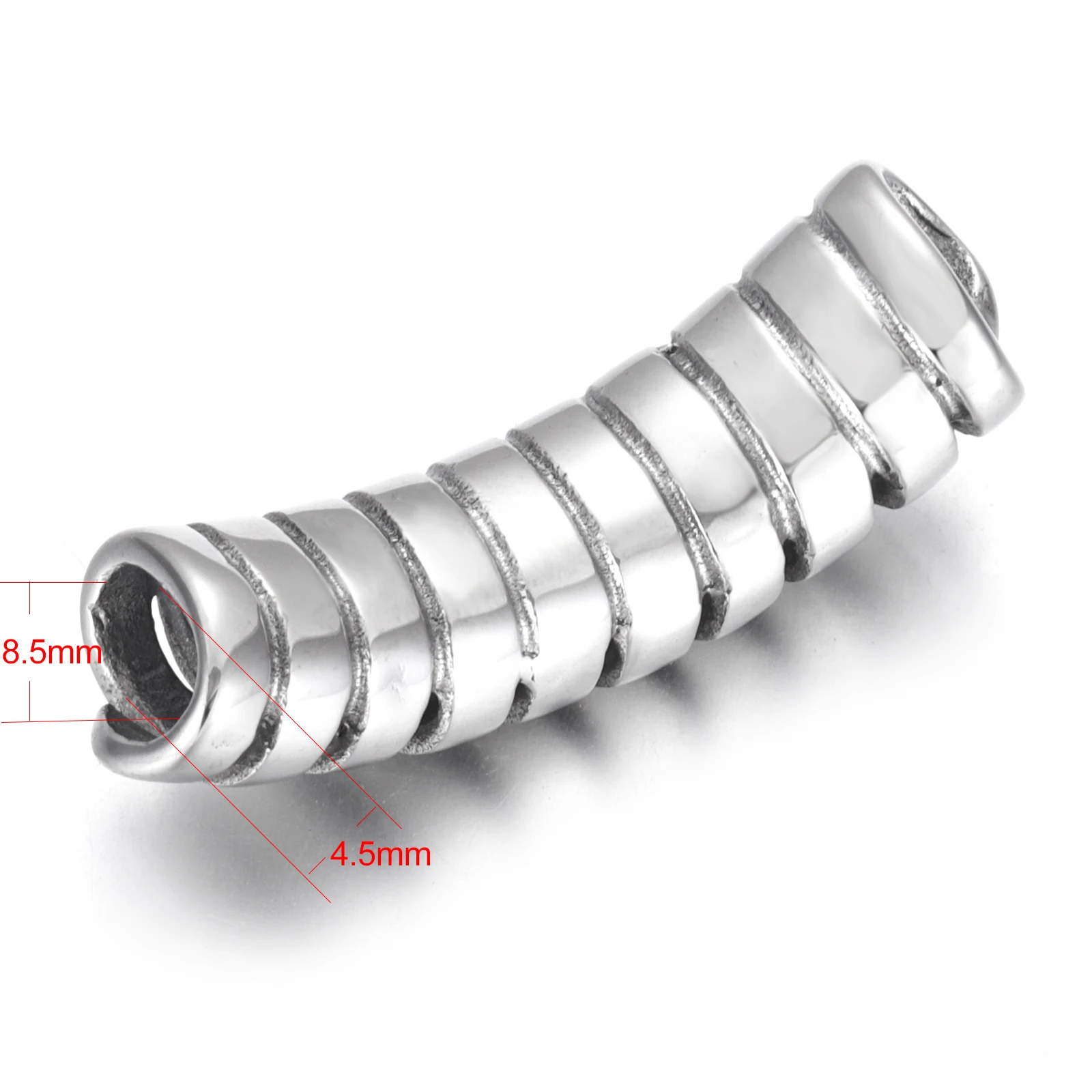 Изогнутые бусины из нержавеющей стали с плоской трубкой с винтовым зеркальным отверстием для полировки 8*4 мм скользящие Подвески для изготовления браслетов ювелирных изделий Аксессуары для самостоятельного изготовления