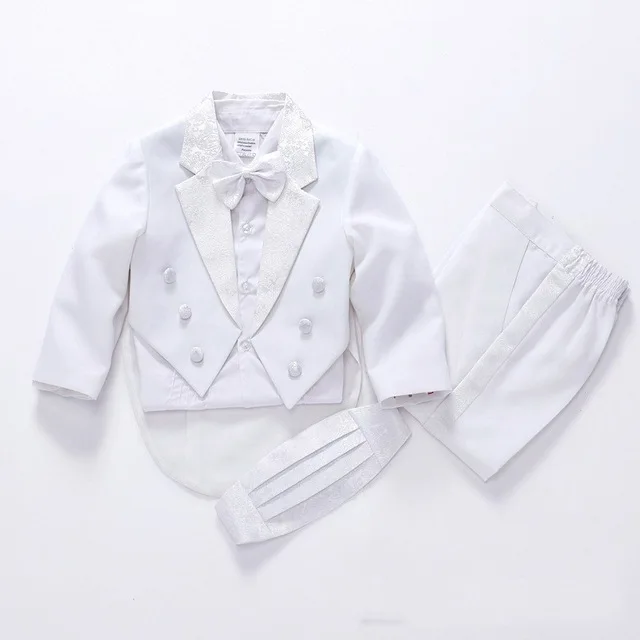 Модный черно-белый костюм для маленьких мальчиков, Детские блейзеры, костюм для мальчиков на свадьбу, выпускной, торжественный весенне-осенний Свадебный костюм, костюм для мальчиков, 5 предметов - Цвет: as picture1