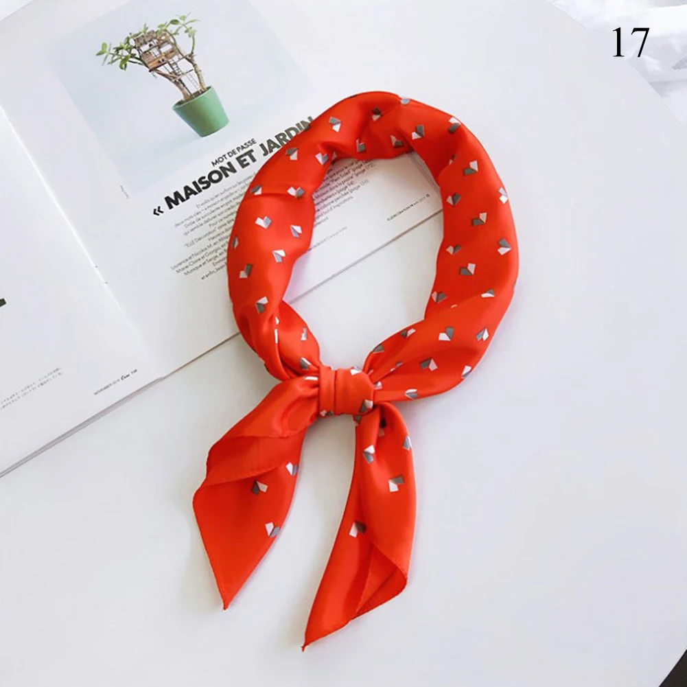 Модные элегантные женские шелковые платки с рисунком платок-хиджаб платок с квадратной головкой стильная женская Повязка На Голову Бандана - Цвет: 17