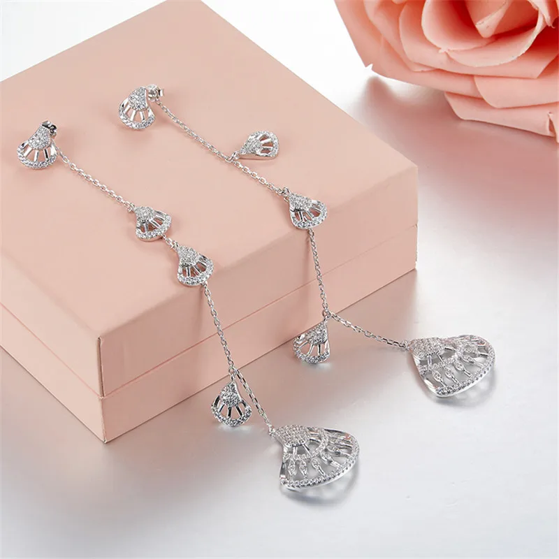 

[MeiBaPJ]Real 925 Sterling Silver Simple Personality Shellfish Drop Earrings for Women with AAA High Quality Zircon Jewelry