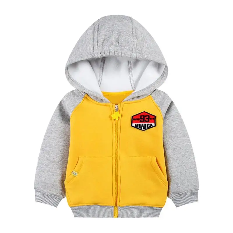 

18M-3Y Children Boys Hooded Jacket Winter Warm Zipper Splicing Color Cotton Coat baby jacket kids jacket baby girl boy clothes