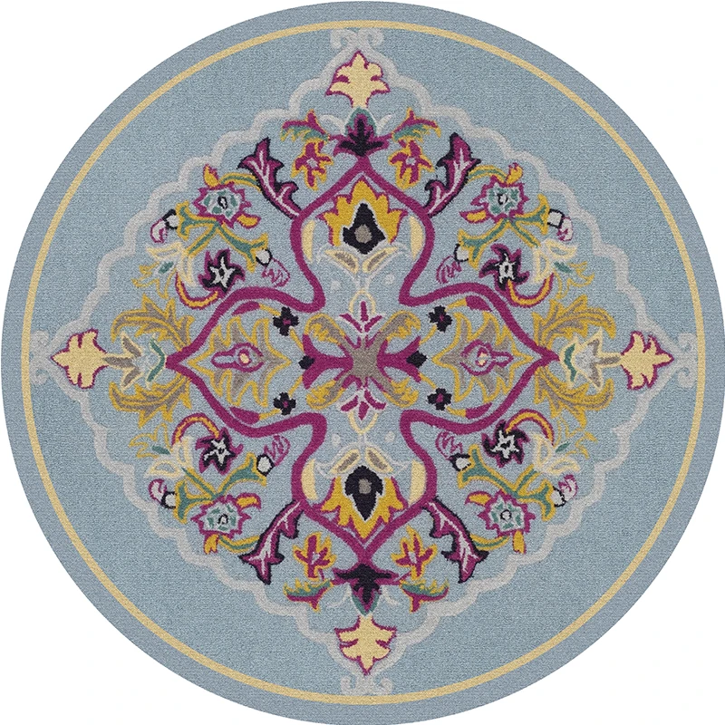 

Bohemian Style Mandala Round Carpet Non-Slip Ethnic Vintage Living Room Rugs Computer Chair Mat Soft Fluffy Kids Play Home Area
