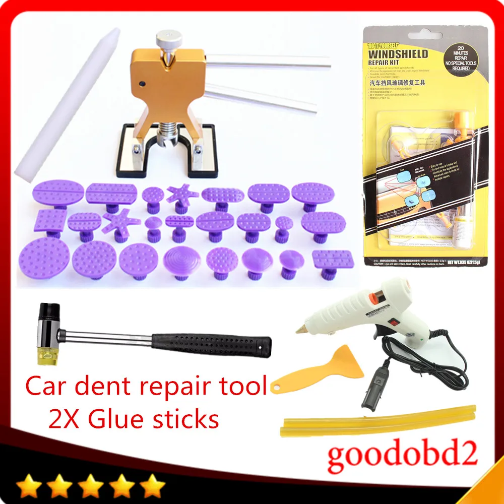 

Car PDR dent repair tool set Professional Car Paintless repair Tools with 12V glue gun+Windscreen Windshield Window Glass Chip