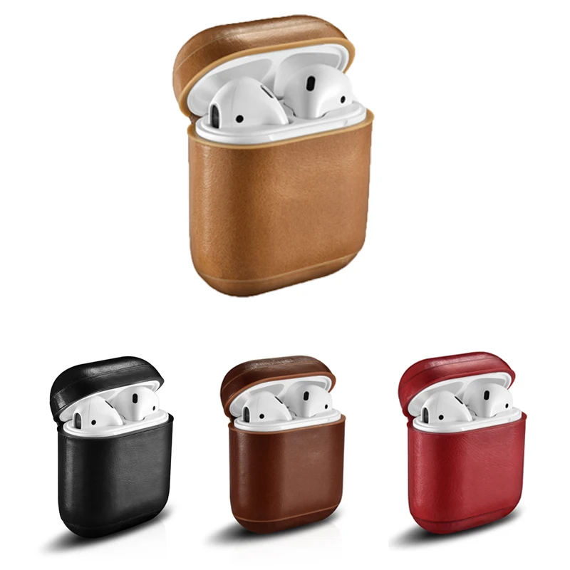 

Leather Protective Case for Apple AirPods Skin Cover Cases For Air Pods 4Color Earphone Protector Accessories With Bronze buckle