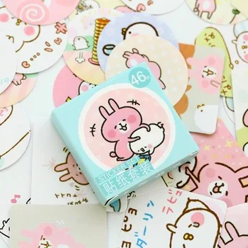 46pcs/pack Cute Kawaii Rabbit DIY Adhensive Stickers Decorative Scrapbooking Diary Album Stick Label Decor Paper