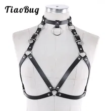 TiaoBug Для женщин Искусственная Кожа Регулируемая тела Комод костюм для собаки женские пикантные панк готический портупея талии бондажный пояс Ремешок