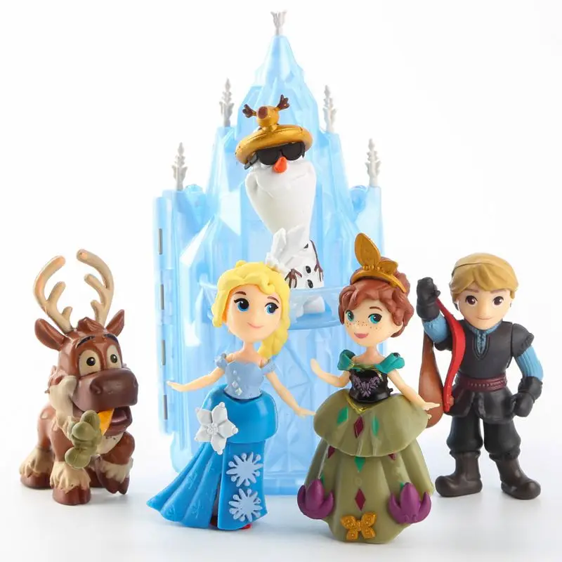 Игрушки Принцессы Disney 6 шт./лот 16 см замороженная Эльза Анна Олаф Свен замок