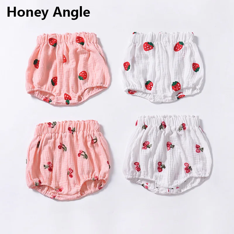 

Honey Angle Summer Toddler Baby Fruits PP Pants Cartoon Short Bottoms Clothes Infant Boys Girl Pink White Trousers Dropshpping