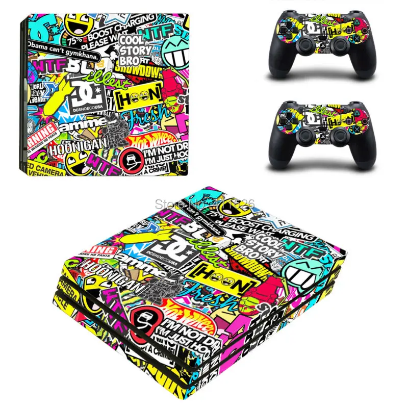

Sticker Bomb For Playstation 4 PS4 Pro Console Game Decal Skin Stickers + 2 Pcs Stickers For PS4 Pro Controller free shipping