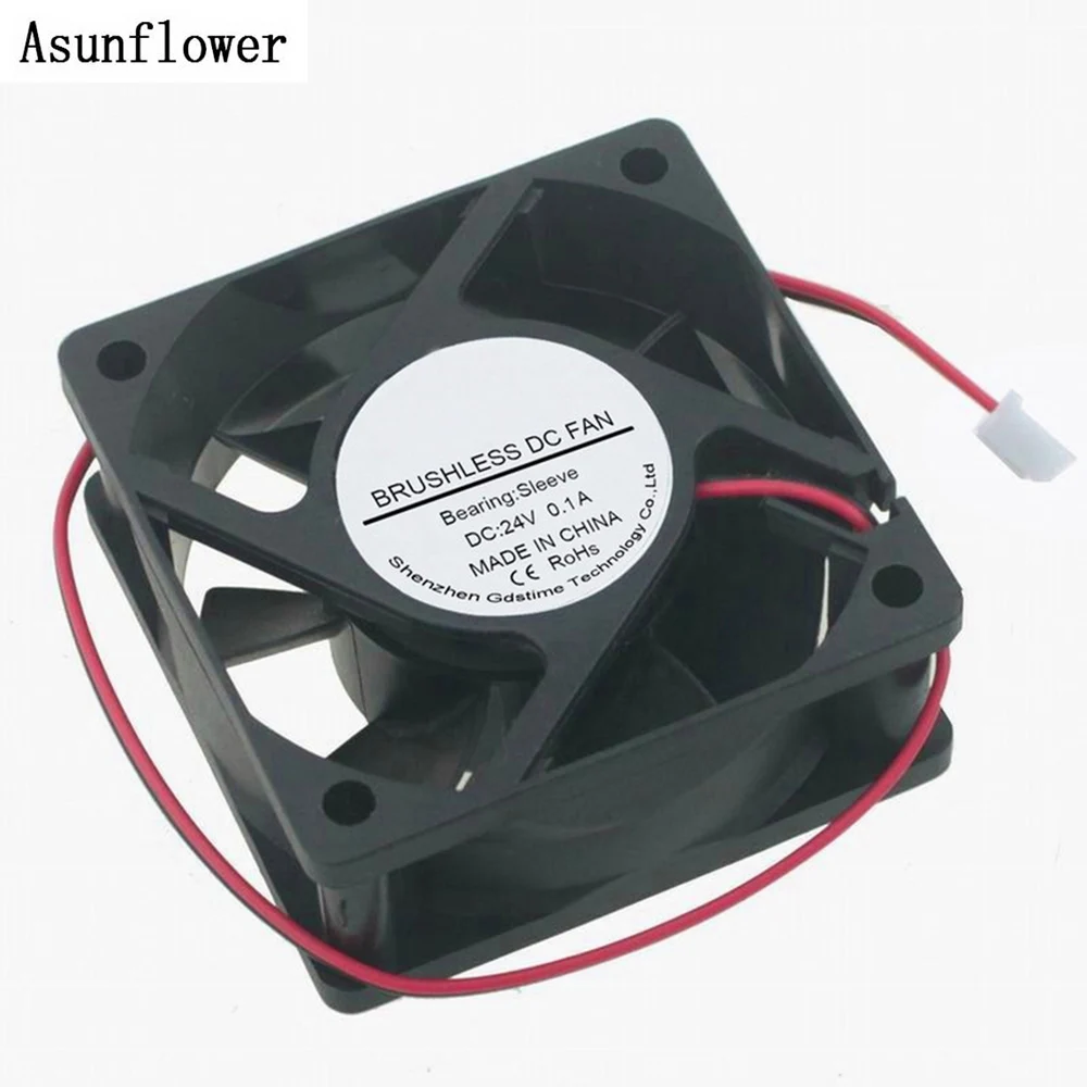 Asunflower 6025 DC 24V 0.1A 60x60x25 мм 4500 об/мин вентилятор корпуса ПК 2 Pin бесщеточный Вентилятор