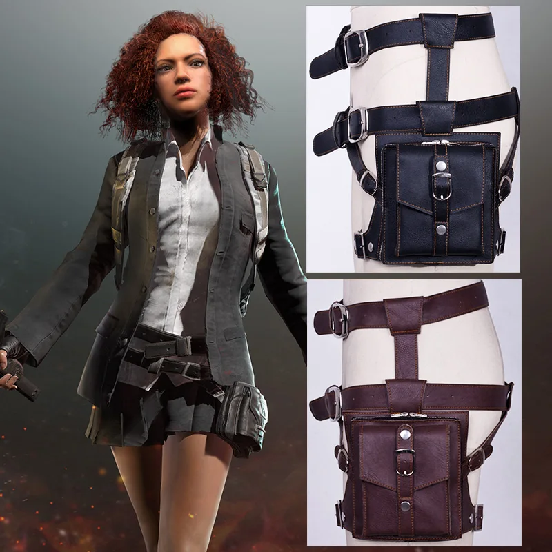  PUBG cosplay Leg bag pockets leather PU Playerunknown's Battlegrounds Props Waist Bag PU Chicken Di