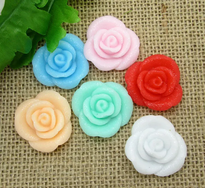 Buy 20Pcs Mixed 32mm Beautiful Shiny Rose Flower Resin