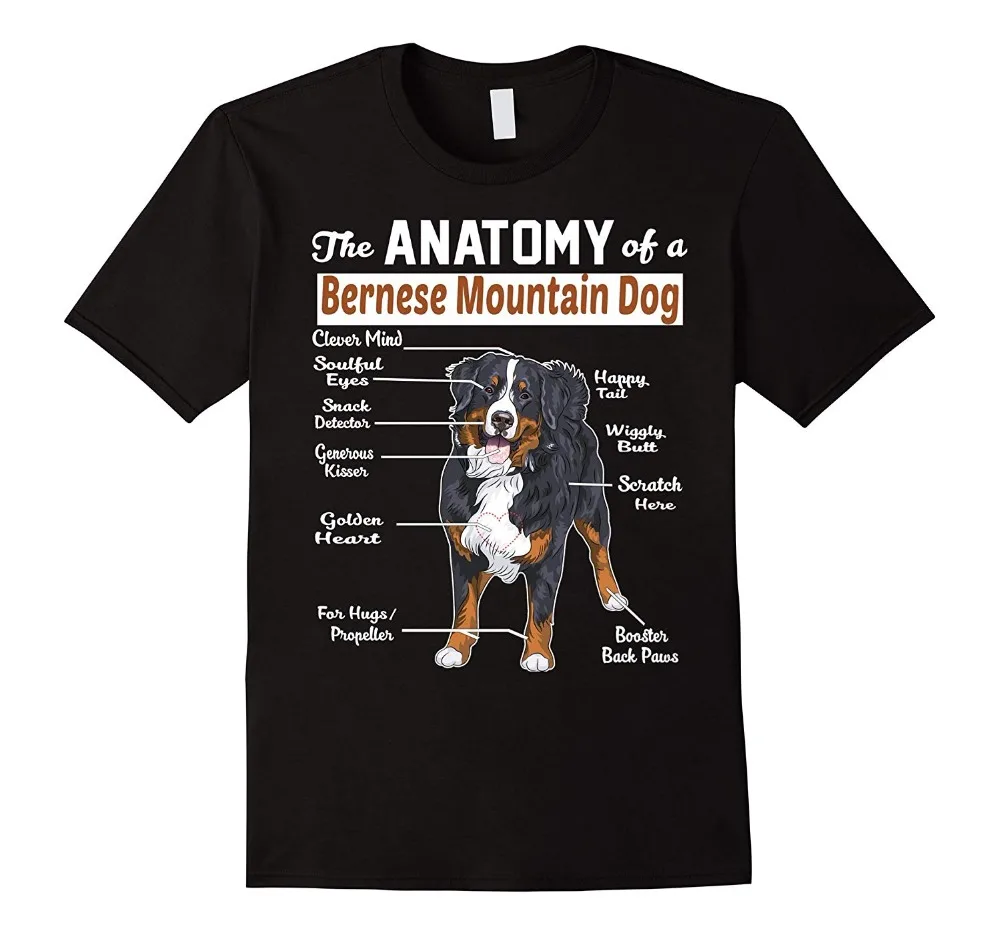 

New 2019 Fashion T Shirt Men Men'S High Quality Tops Hipster Tees The Anatomy Of A Bernese Mountain Dog Shirt Printed T Shirts