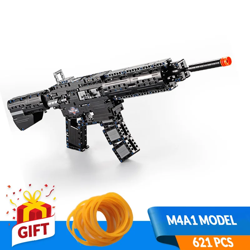 621pcs Self-locking Bricks DIY Gun Toys Made of Building Blocks SWAT M4A1 Rifle Model Assembled Kit Legoe Gift for Boy Kid Teens