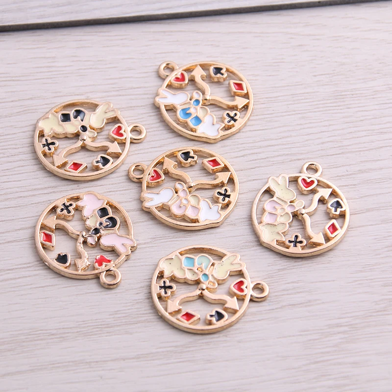 

SWEET BELL 4pcs 20*23mm Six Color Alloy Metal Drop Oil Rabbit Alarm Clock Charms For DIY Bracelet Necklace Jewelry Making