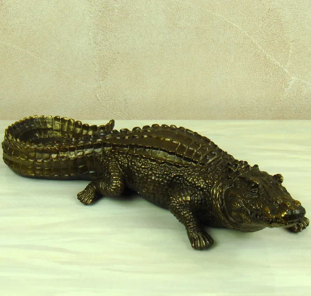 Lifelike Crocodile Sculpture Handmade Resin Alligator Miniature