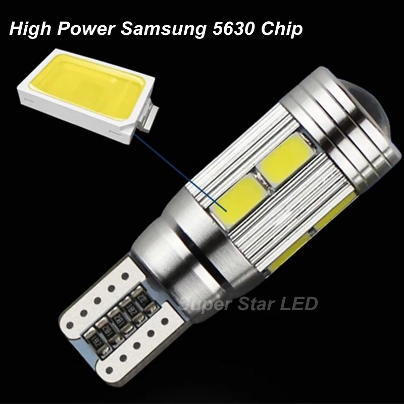 

2X T10 LED W5W Canbus Car Side Parking Light bulbs With Projector Lens For FIAT 500 Punto Bravo Ducato Doblo