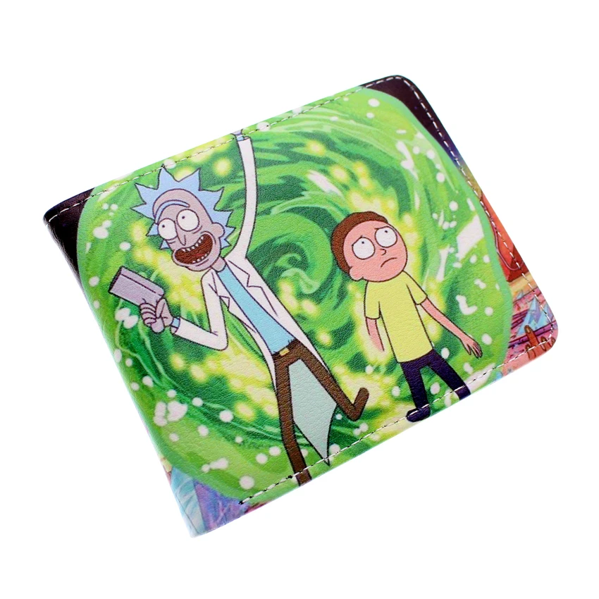 Короткий кошелек Rick and marty Pickle Rick, двойной держатель для карт из искусственной кожи для мальчиков и девочек, мужские и женские кошельки, кошелек с мультяшным принтом для косплея