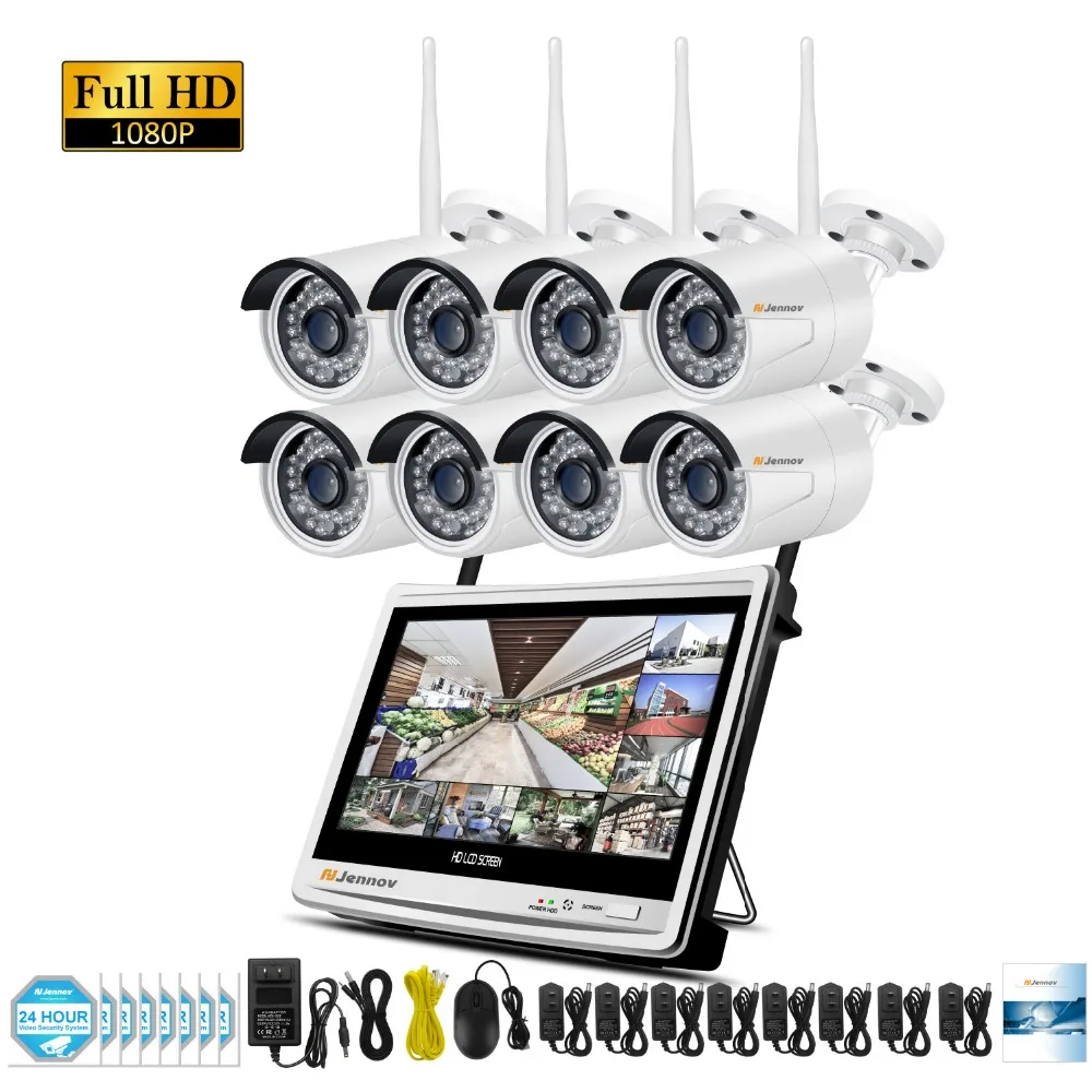 

Einnov 1080P 2MP Wireless Wifi CCTV Security Camera System 8Ch 4Ch Vedio Surveillance NVR Kit With 12 inch LCD Monitor IP Camera