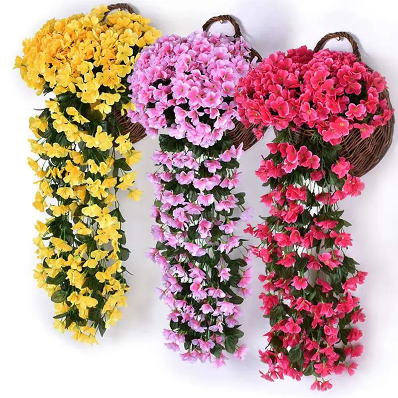 

1 Bunches of Artifical Violet Bracketplant Hanging Garland Vine Flower For Wedding Festival Home Garden Decoration