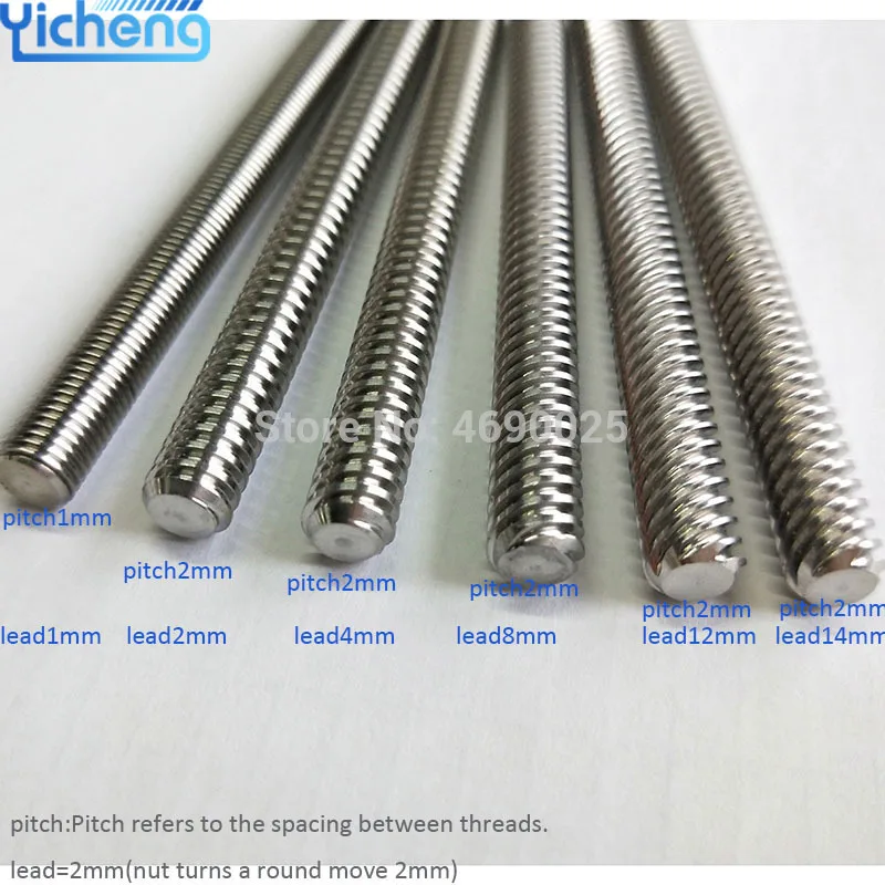 

Yicheng Lead Screw 8mm Lead Screw for CNC Trapezoidal T8 Lead Screws in 3D Printer Parts Z Axis Lead 2 4 8 10 12mm 300 400mm