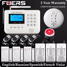 Dual Network Wireless LCD GSM PSTN Home Alarm Security DIY Burglar House Wireless Smoke Detector English/Russian/Spanish Voice