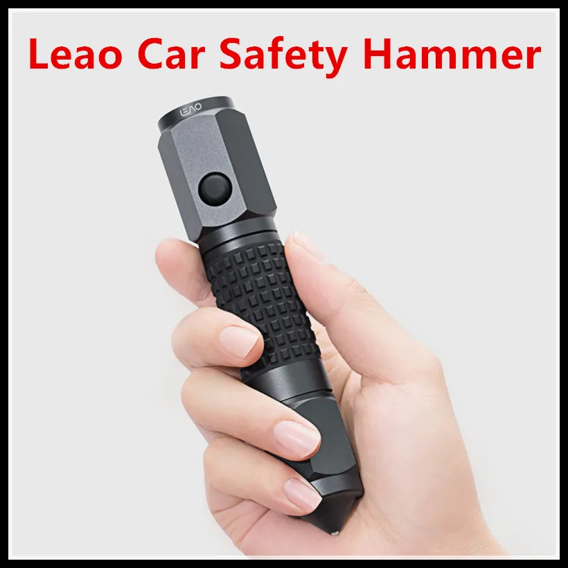 

2018 Xiaomi Ecological Chain Brand-Leao Car Safety Hammer Flashlight Electric Torch Tungsten Titanium Alloy Hammer With Cutter