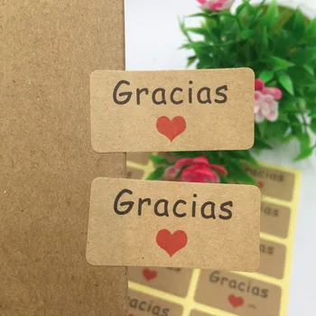 

Wholesale Thank you Sticker Labels "Thank you" written in Spanish stickers gift labels Sealing adhesive labels Custom labels