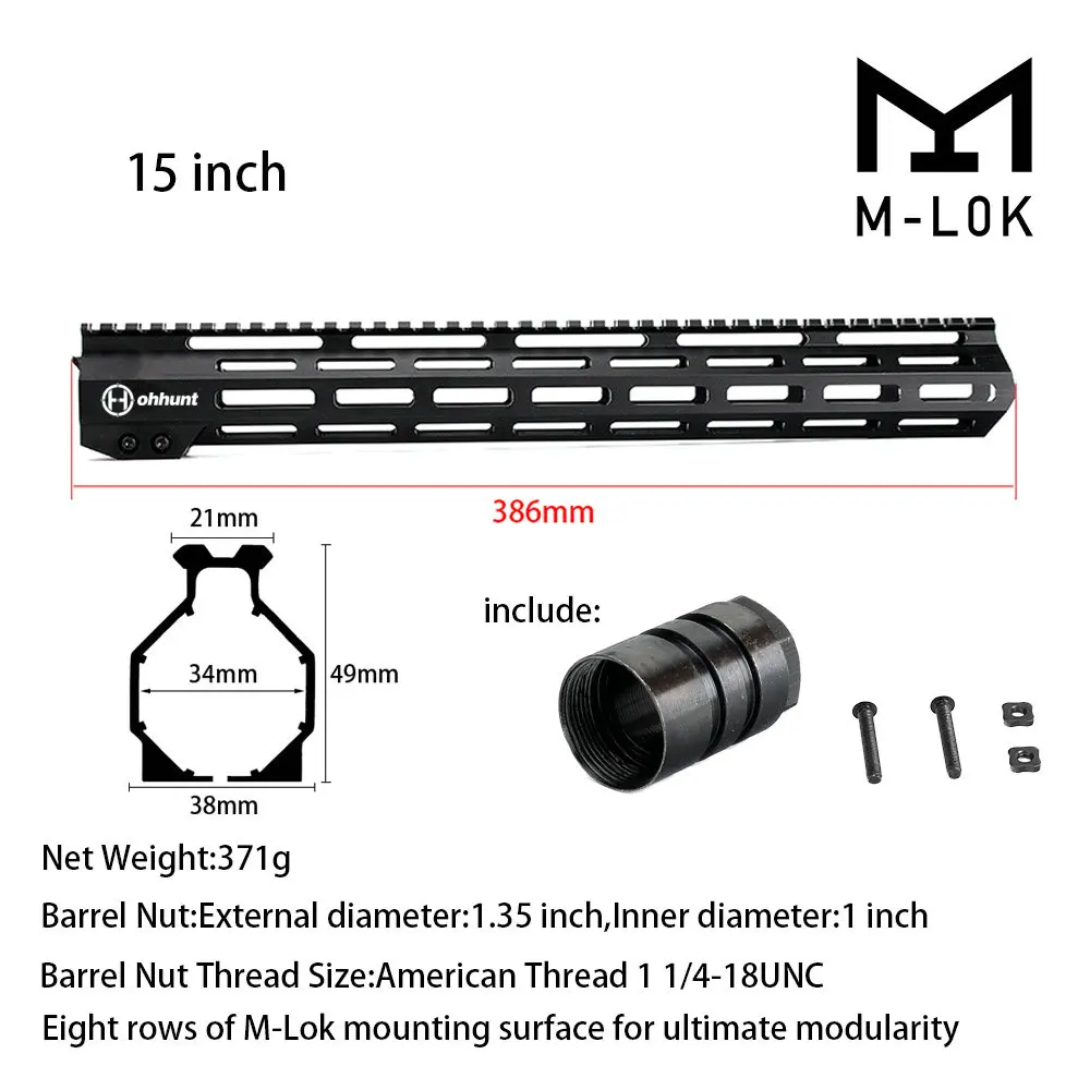 " 9" 1" 12" 13," 15" 1" дюймовый AR15 свободном M-LOK цевье для винтовки для охоты тактический прицел крепление w Сталь гайка - Цвет: MIDG-15CUN