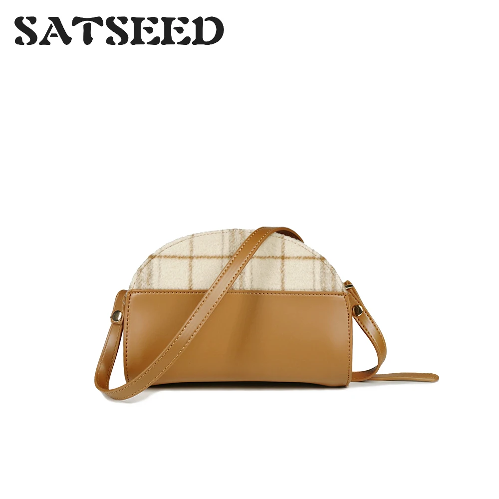 

2019 New Fashion Plaid Small Bag Casual Sliver Plush Small Square Bag Ladies Shoulder Bag