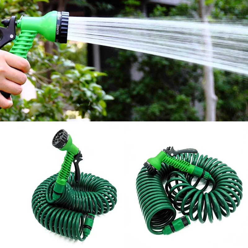 

15M EVA Garden Hose Heavy-Duty Coiled Spiral Car Washing Cleaning Water Hose New
