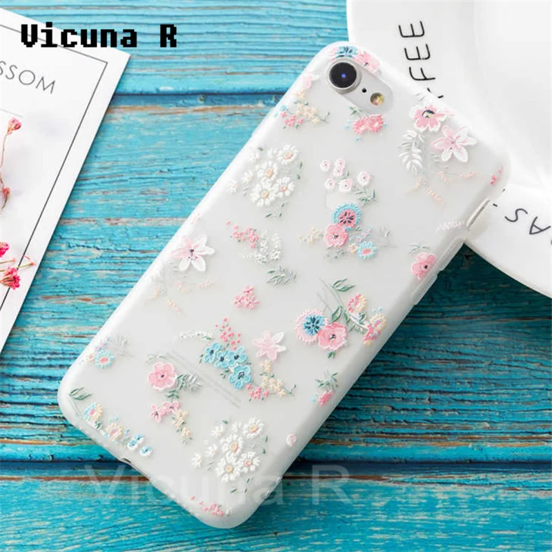 3D Relief Flower Phone Case For iPhone 6 6s Clear Floral Cases X 8 7 6S 5 5s SE Plus Soft Silicone Back Cover |