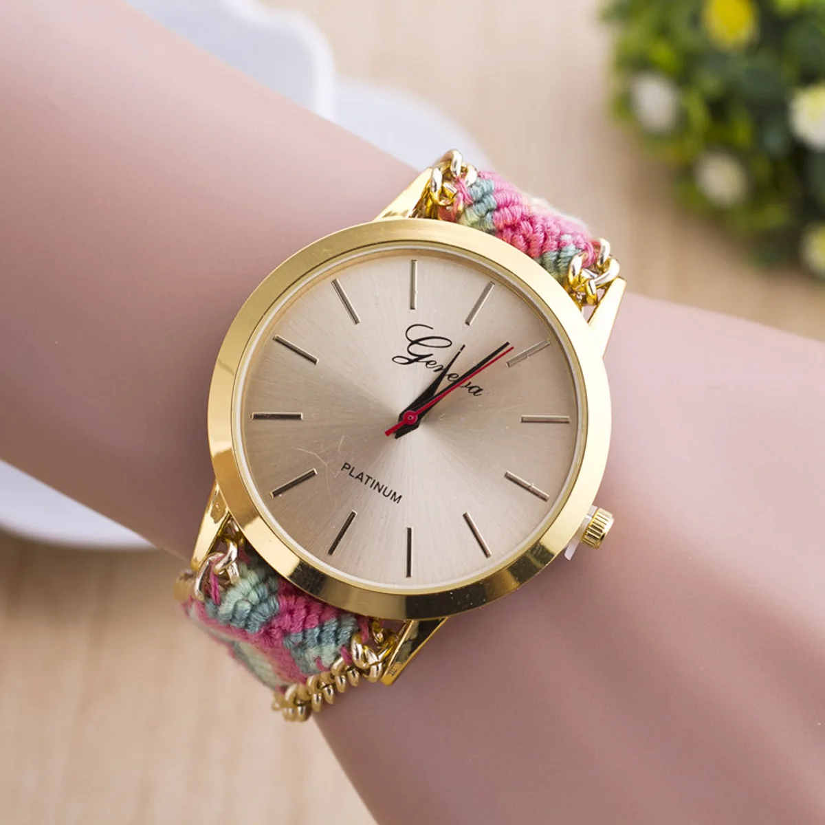 Fashion Handmade Casual Geneva Quartz Women Girls Braided Colorful Friendship Bracelet Watch Relogio Feminino Gift Dress Watches