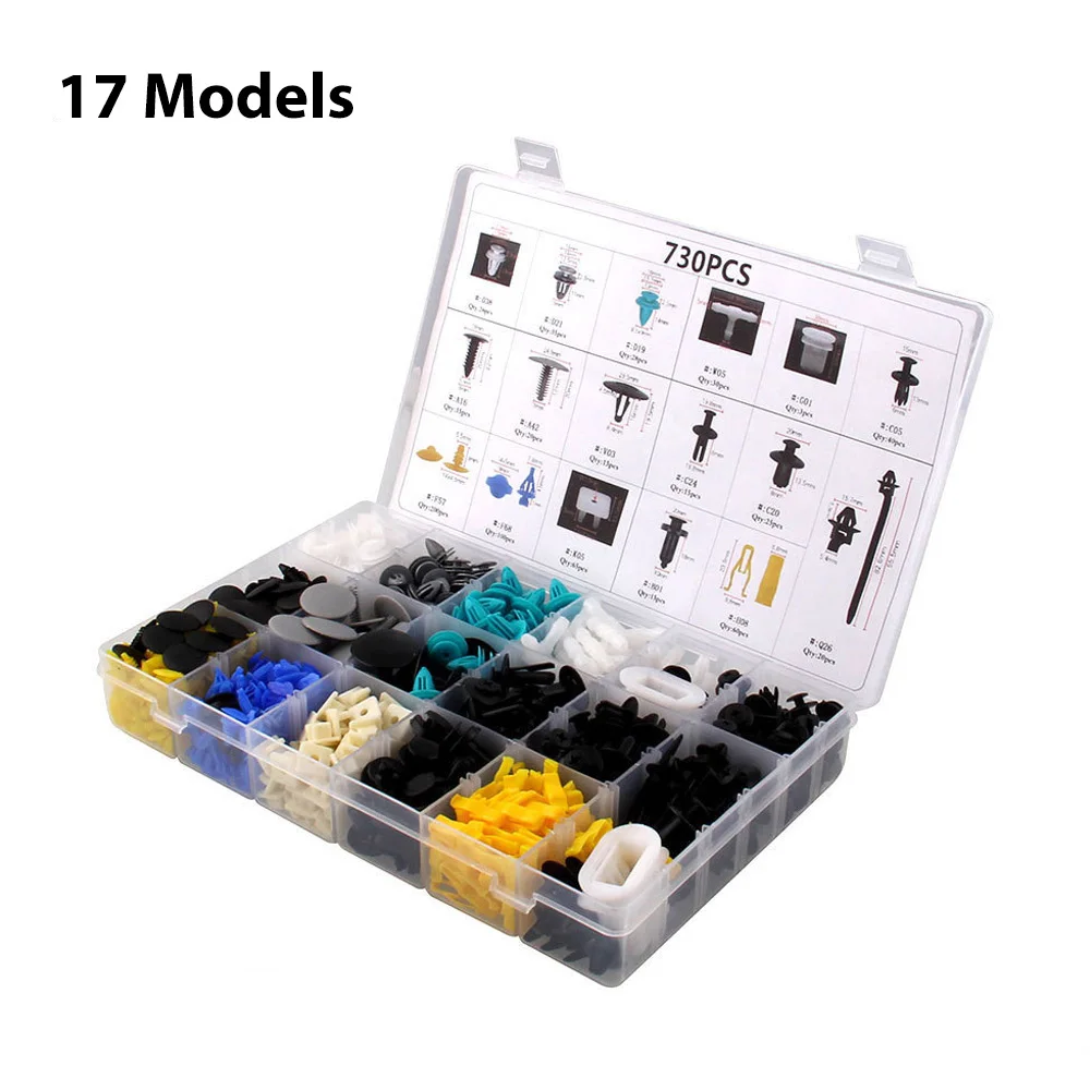 

730x Mixed Plastic Clips Rivets Kit for BMW Ford Honda Toyota Auto Fasteners Car Fender Bumper Retainer Door Trim Panel Push Pin
