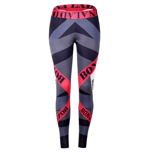 Europe US lady fashion indoor dance fitness Leggings Stripes Letters Printing Elastic Waist Slim slacks colorful Smooth Sexy