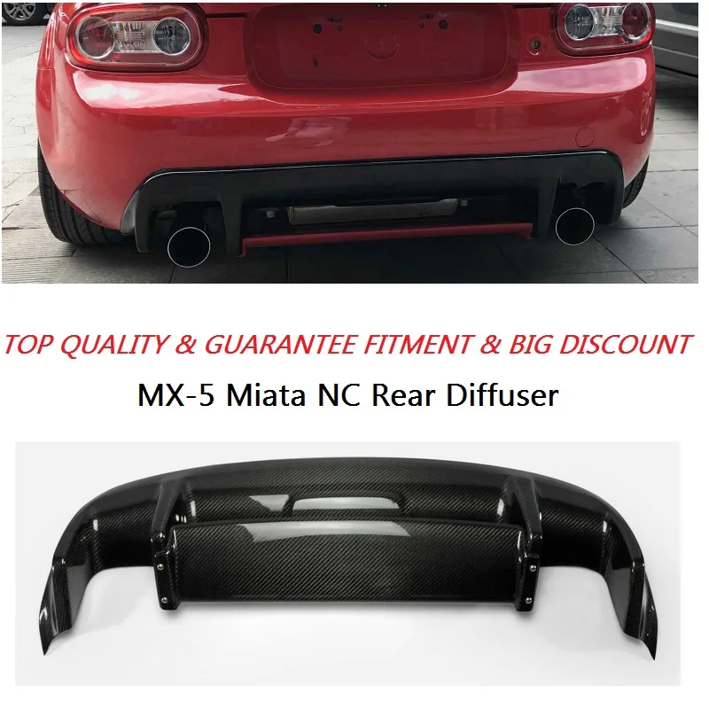 

Car Accessories MX5 NC NCEC Roadster Carbon Fiber GVN Style Rear Diffuser With Centre Flap Glossy Fibre Miata Bumper Lip Trim